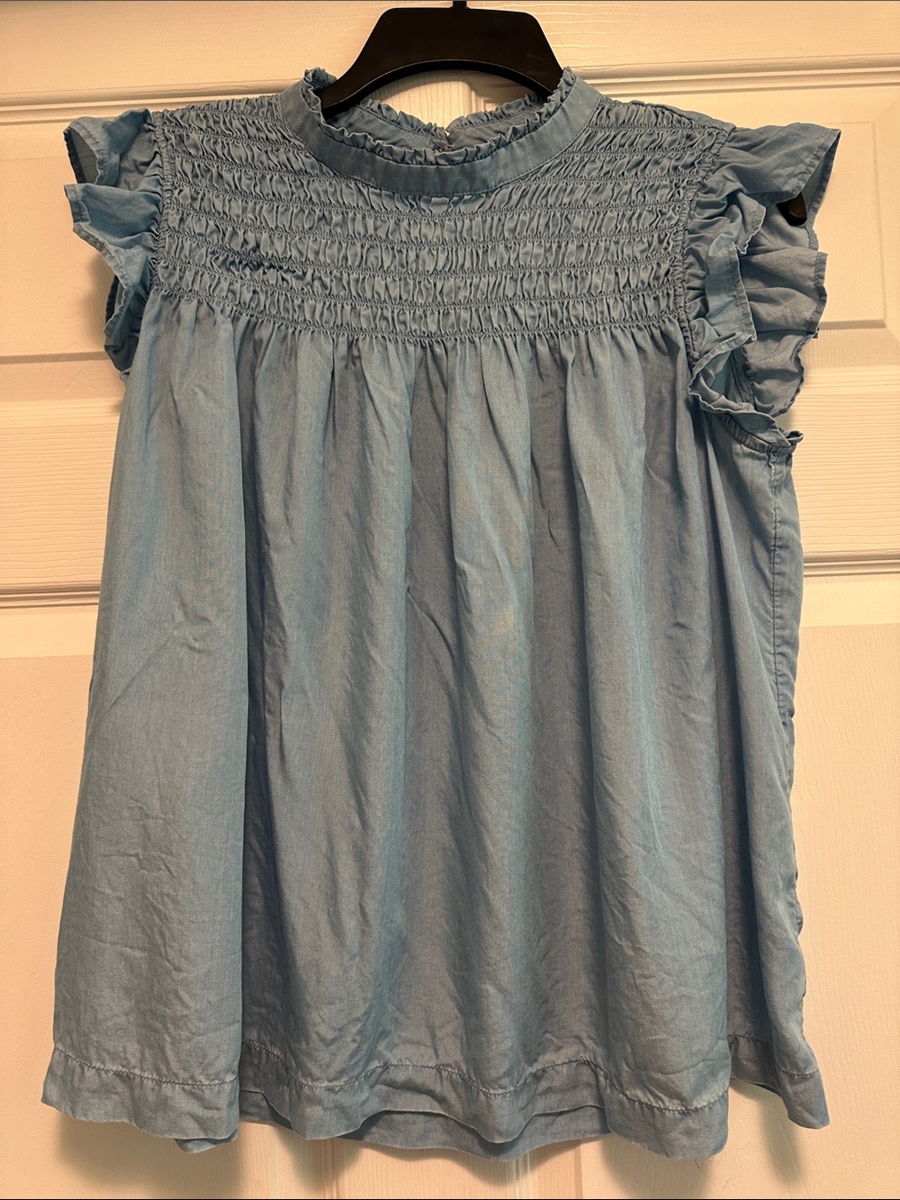 crown & ivy Light Blue Ruffle Top